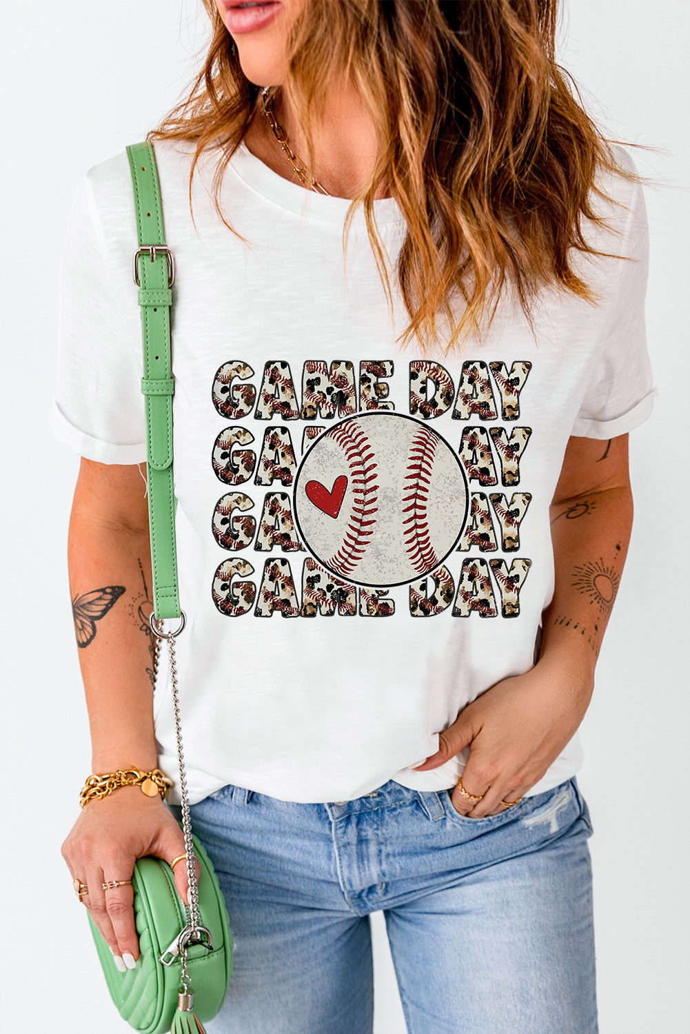 GAME DAY baseball Round Neck Short Sleeve T-Shirt
