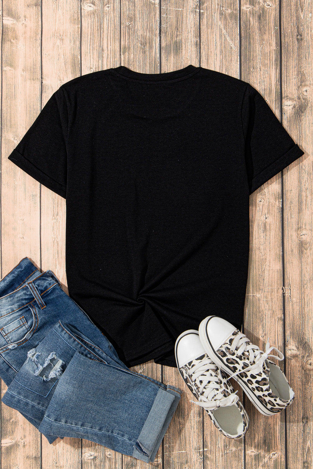 Horseshoe Horse Rhinestone Round Neck Short Sleeve T-Shirt
