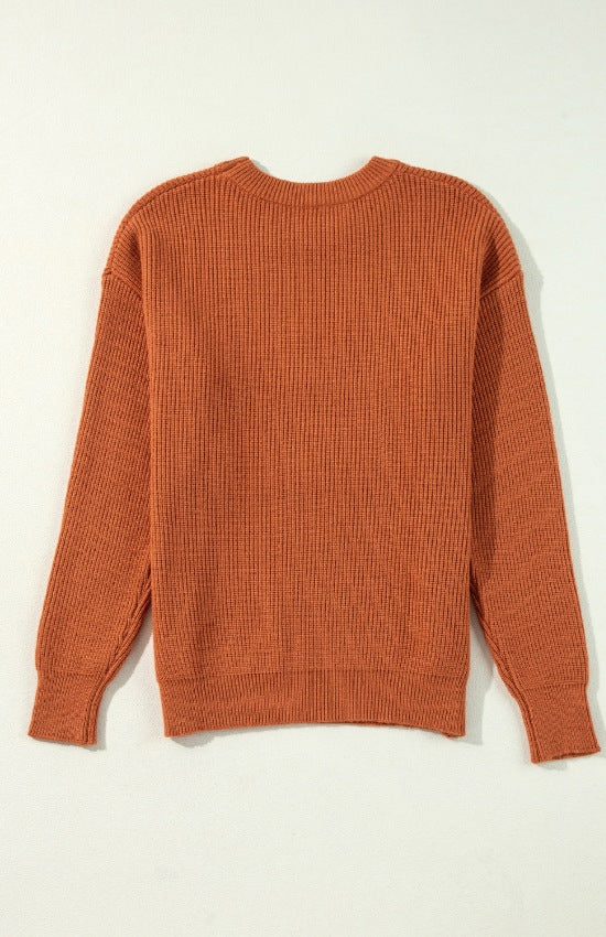 HELLO PUMPKIN Letter Graphic Round Neck Long Sleeve Sweater