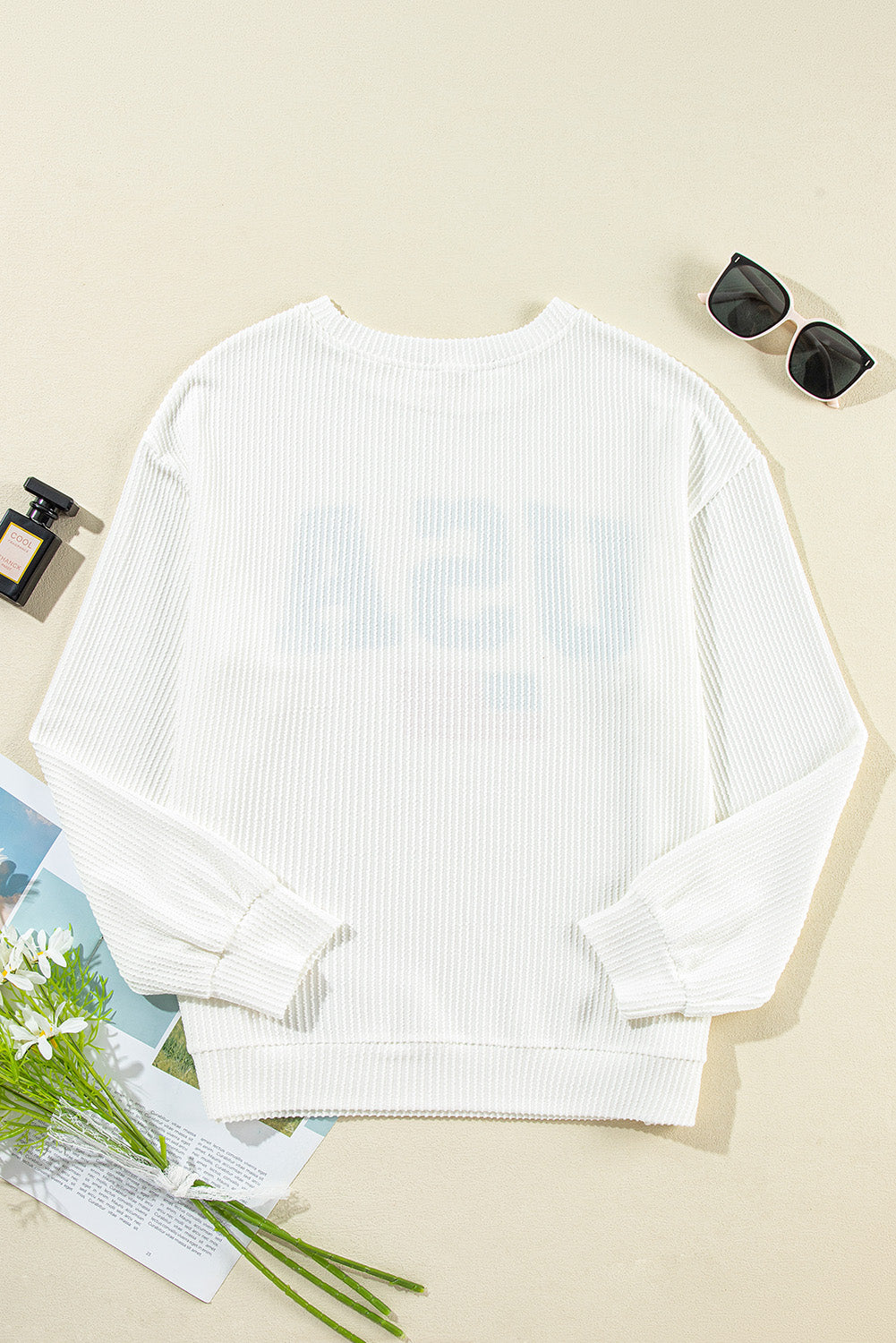 USA Flag Corded Long Sleeve Sweatshirt