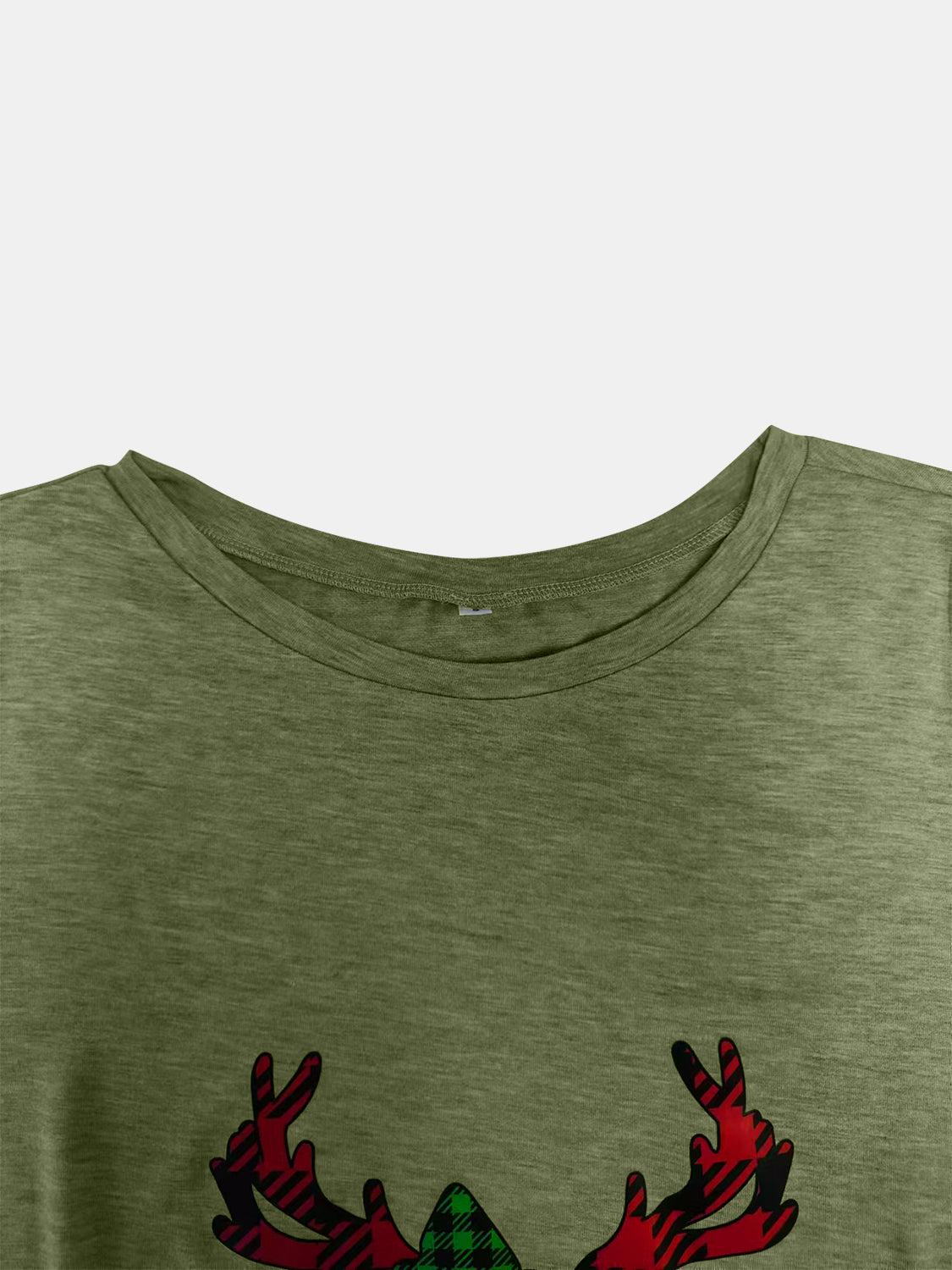 Full Size Reindeer MERRY CHRISTMAS Round Neck Long Sleeve T-Shirt