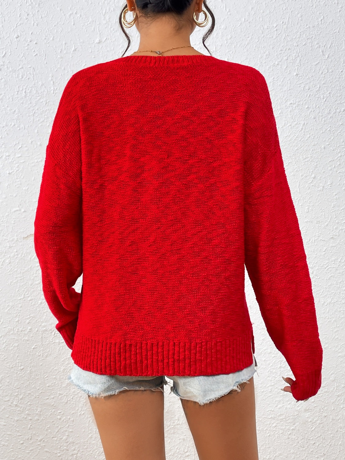 AMERICA Letter Round Neck Long Sleeve Sweater