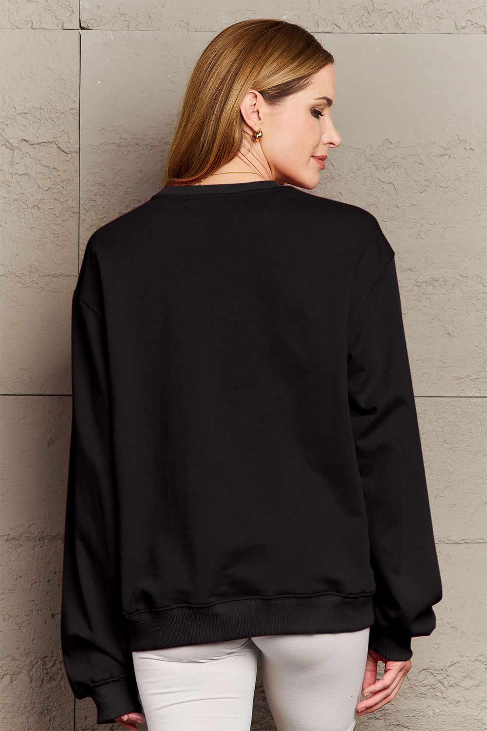 FEELIN' MERRY Simply Love Full Size Graphic Round Neck Sweatshirt