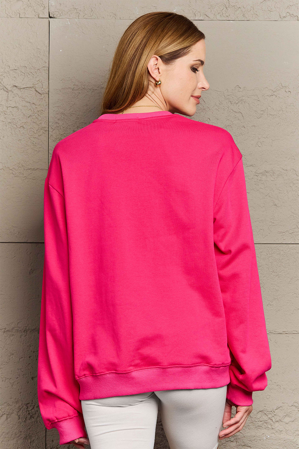 FEELIN' MERRY Simply Love Full Size Graphic Round Neck Sweatshirt