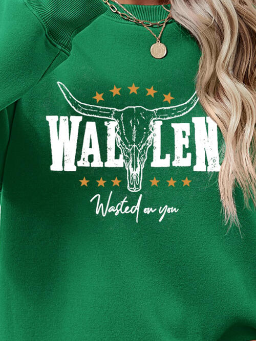 Wallen Wasted On You Graphic Round Neck Dropped Shoulder Sweatshirt
