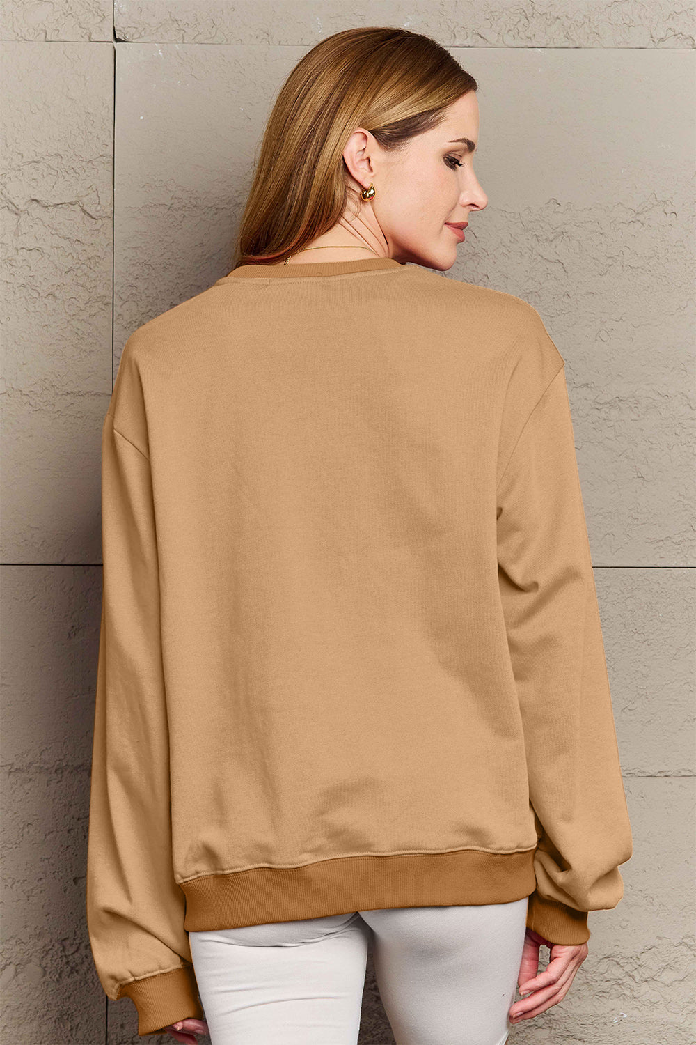 FEELIN' MERRY Simply Love Full Size Graphic Round Neck Sweatshirt