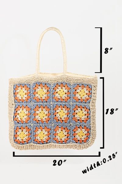 Granny Squares Fame Flower Braided Tote Bag