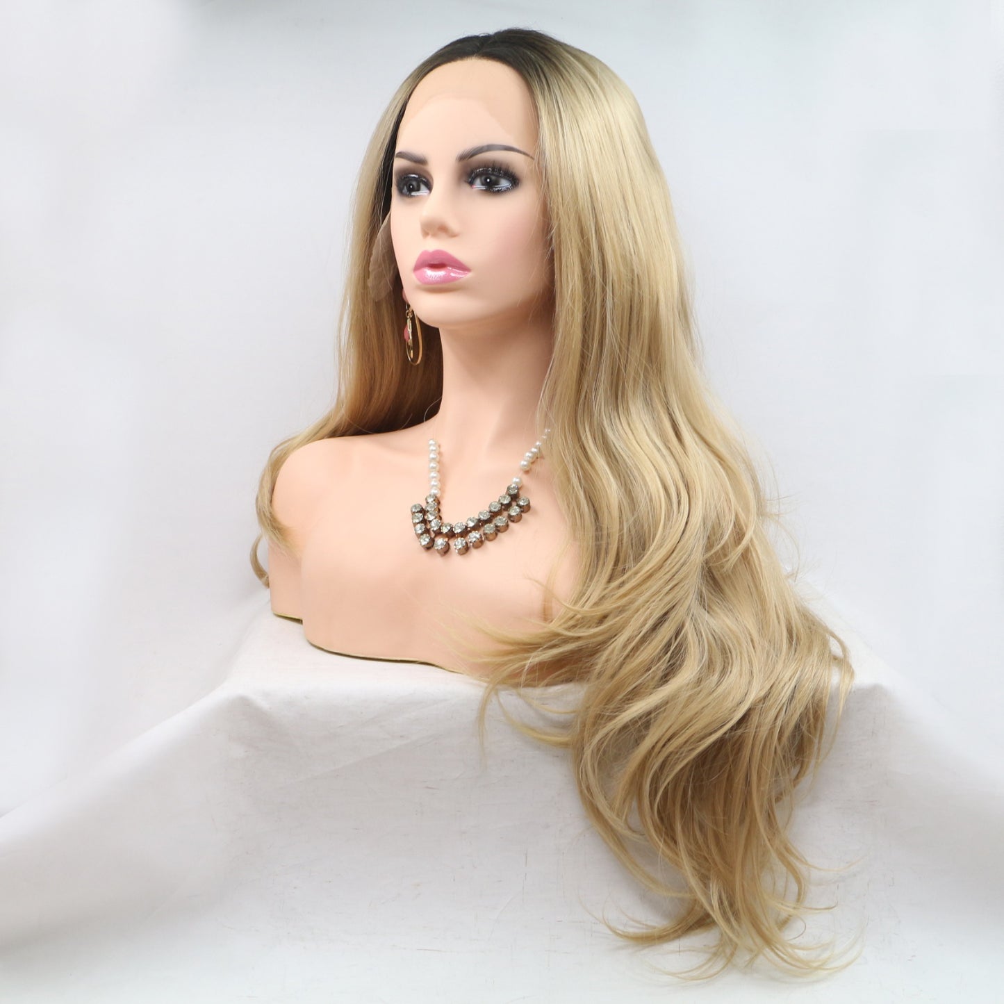 SHOMI 13*3" Lace Front Wigs Synthetic Long Wavy 24" 130% Density