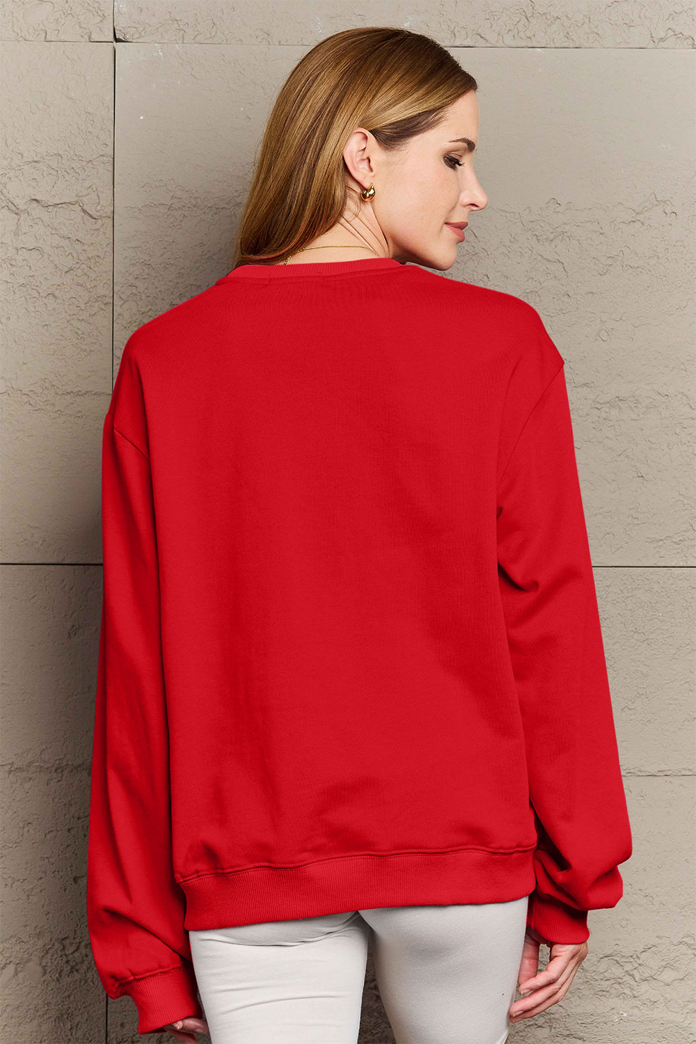 FEELIN' MERRY Simply Love Full Size Graphic Round Neck Sweatshirt
