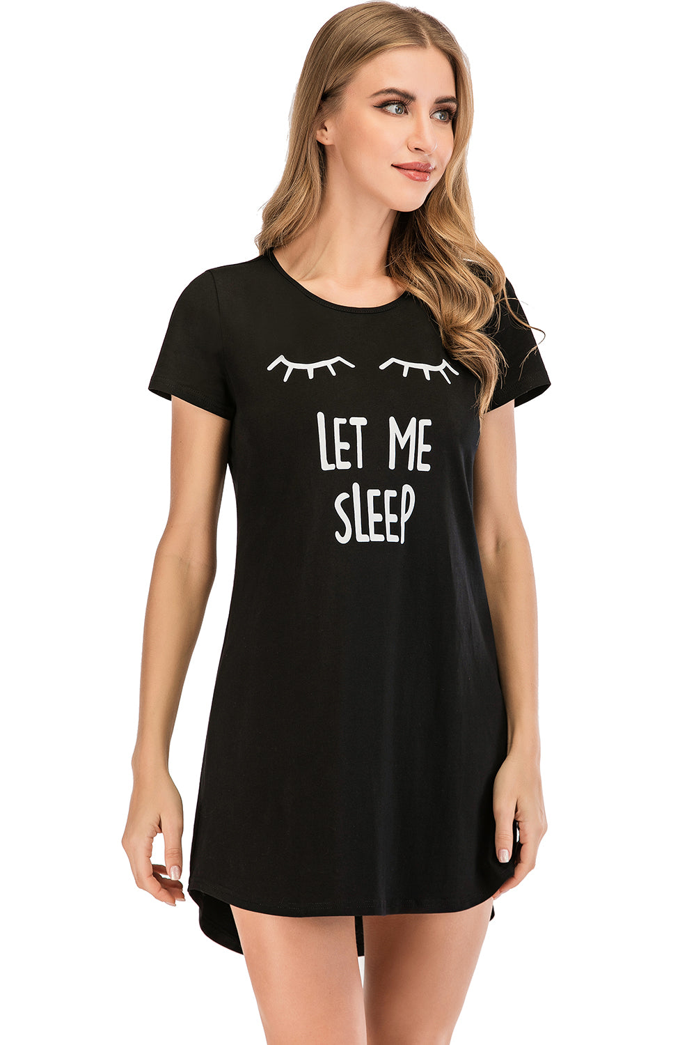 I'M FINE Graphic Round Neck Short Sleeve Lounge Dress