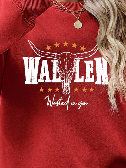 Wallen Wasted On You Graphic Round Neck Dropped Shoulder Sweatshirt