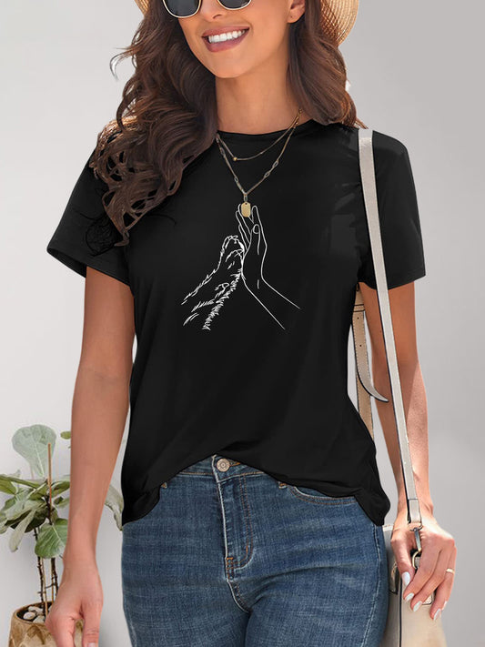 PAW & HAND Graphic Round Neck Short Sleeve T-Shirt