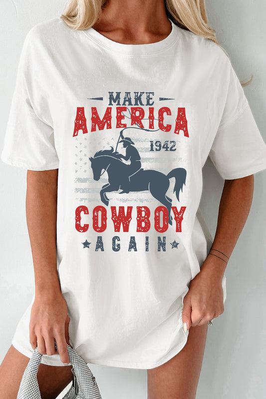 MAKE AMERICA COWBOY AGAIN 1942 Graphic Round Neck Half Sleeve T-Shirt
