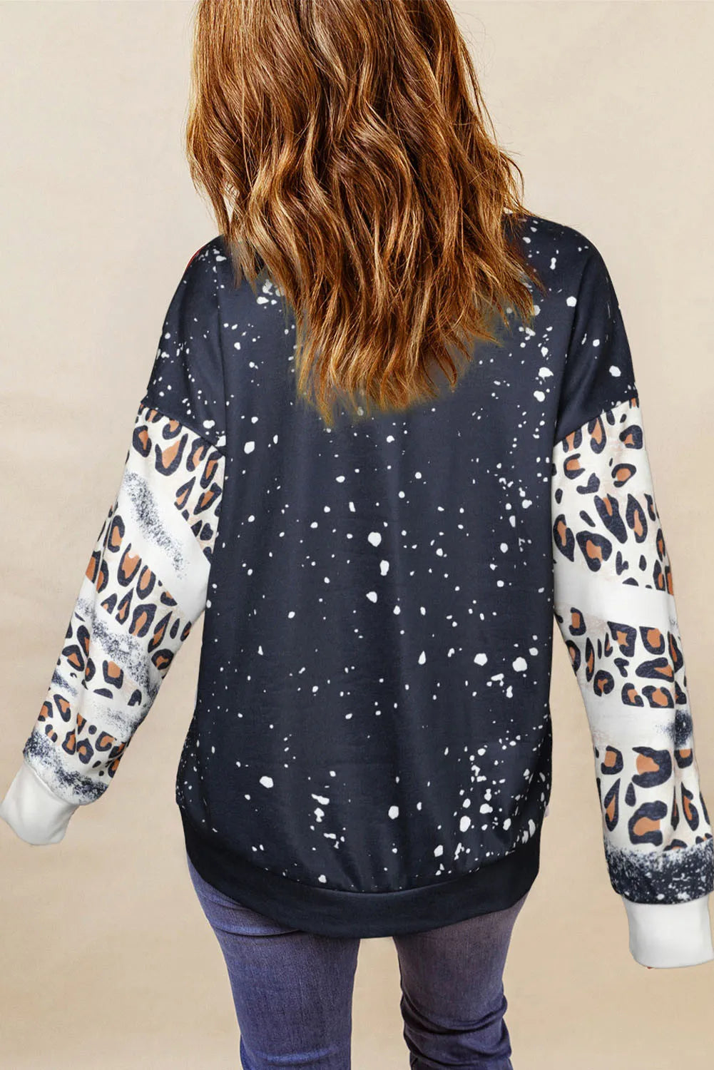 GOBBLE GOBBLE Y'ALL Leopard Round Neck Long Sleeve Sweatshirt