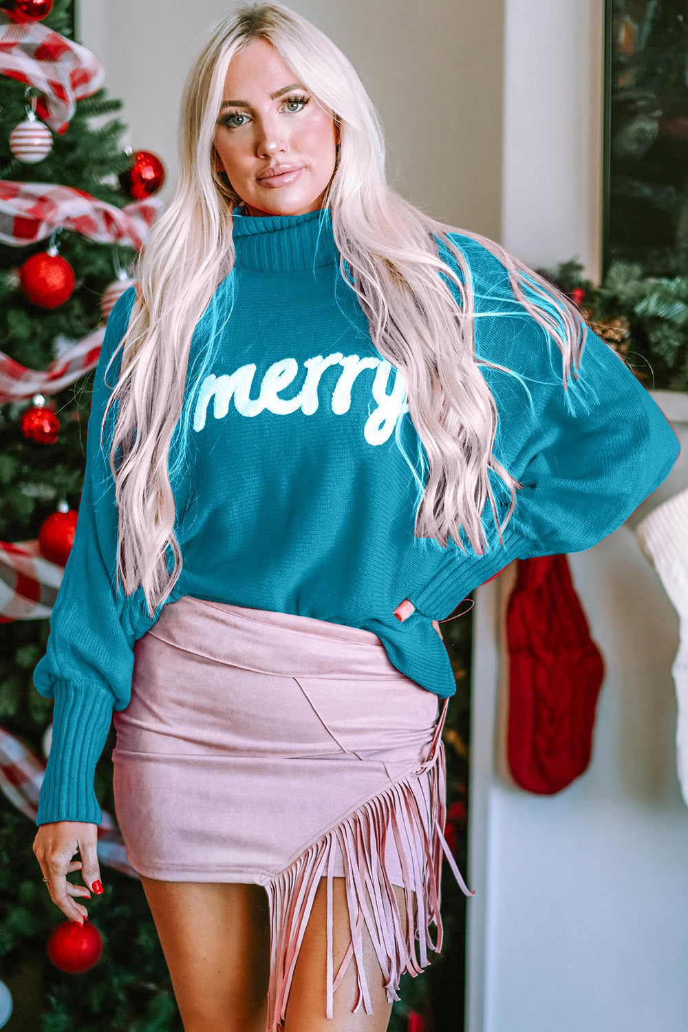 Double Take Full Size MERRY Turtleneck Long Sleeve Sweater