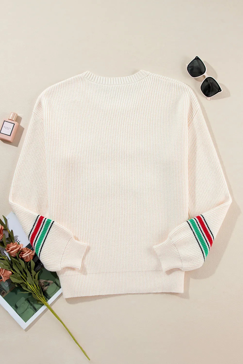 HOLLY JOLLY Letter Round Neck Long Sleeve Sweater