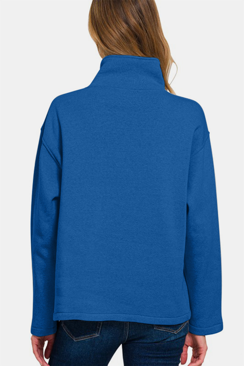 Zenana Turtleneck Half Snap Fleece Sweatshirt