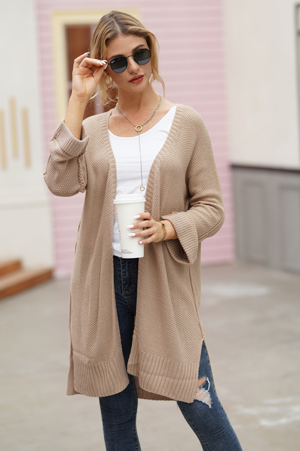 Open Front Long Sleeve Cardigan