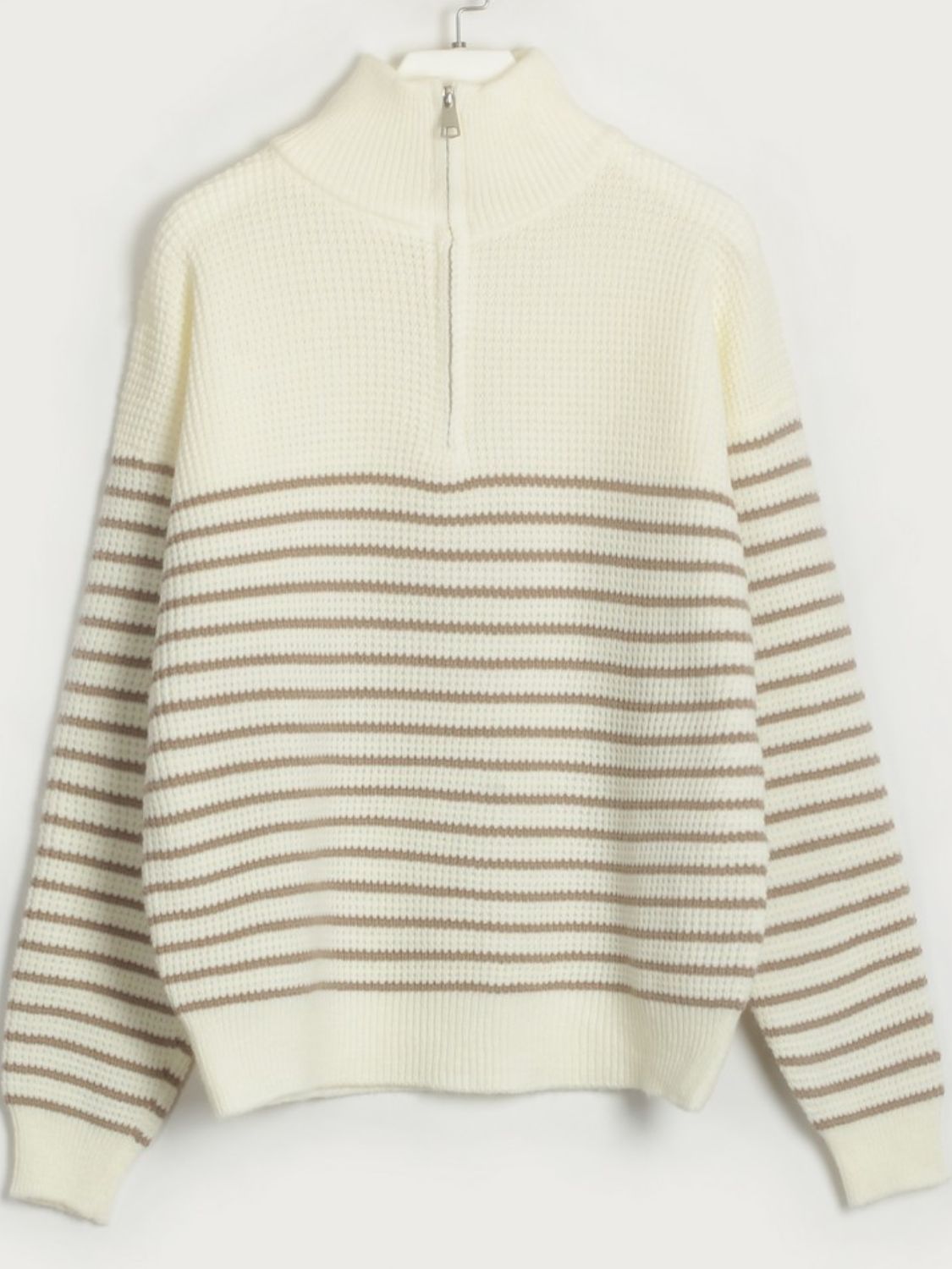 Striped Half Zip Long Sleeve Sweater