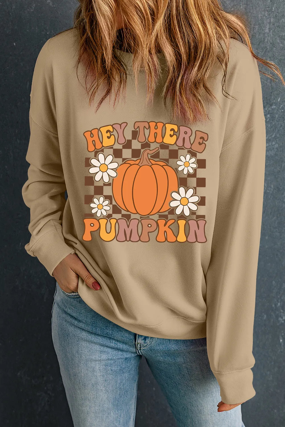 HELLO THERE PUMPKIN Graphic Long Sleeve Sweatshirt