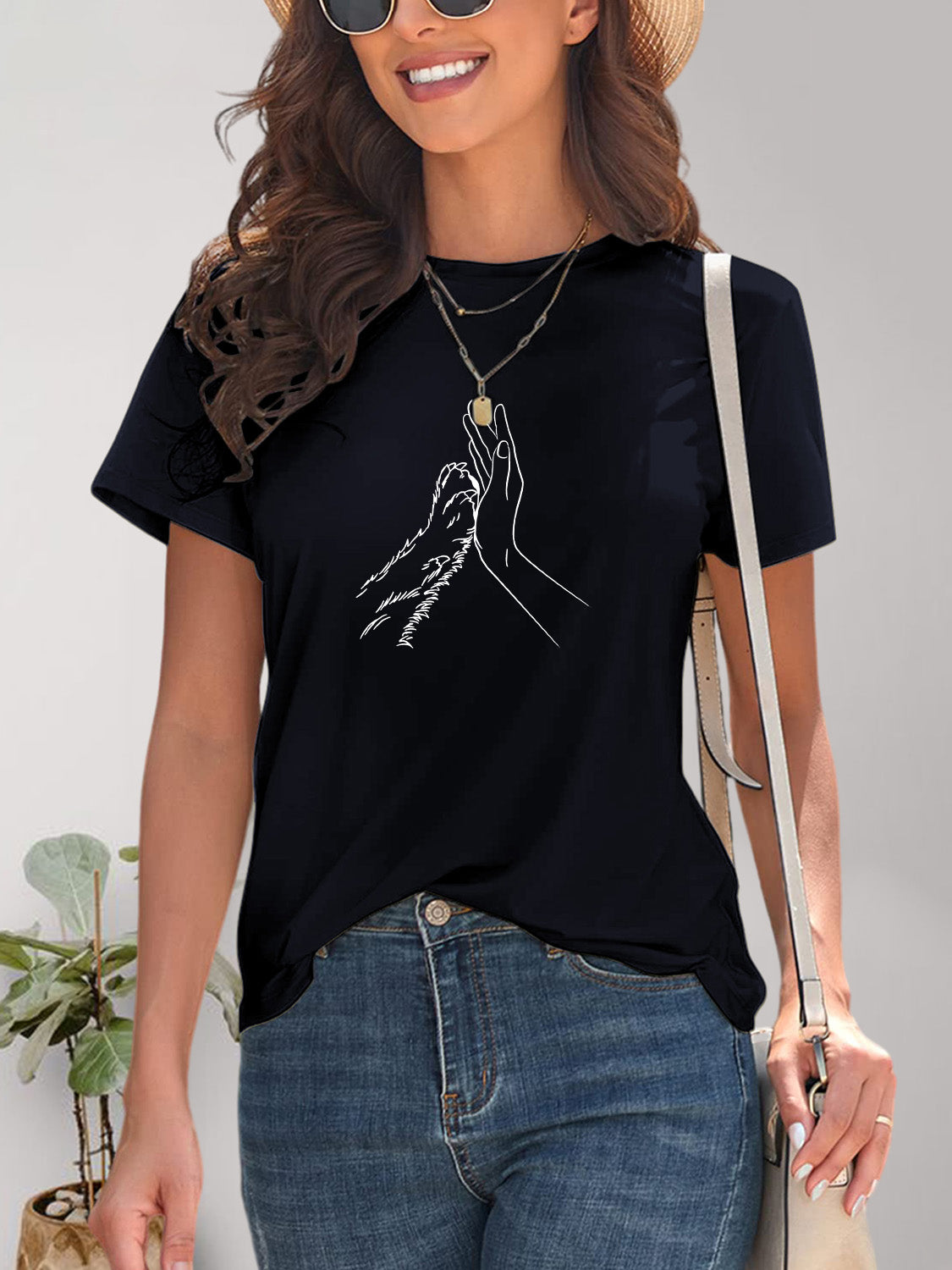 PAW & HAND Graphic Round Neck Short Sleeve T-Shirt