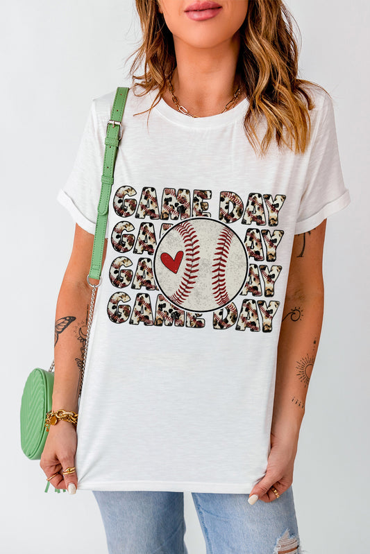 GAME DAY baseball Round Neck Short Sleeve T-Shirt