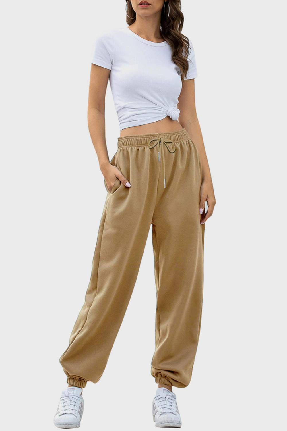 Elastic Waist Joggers with Pockets