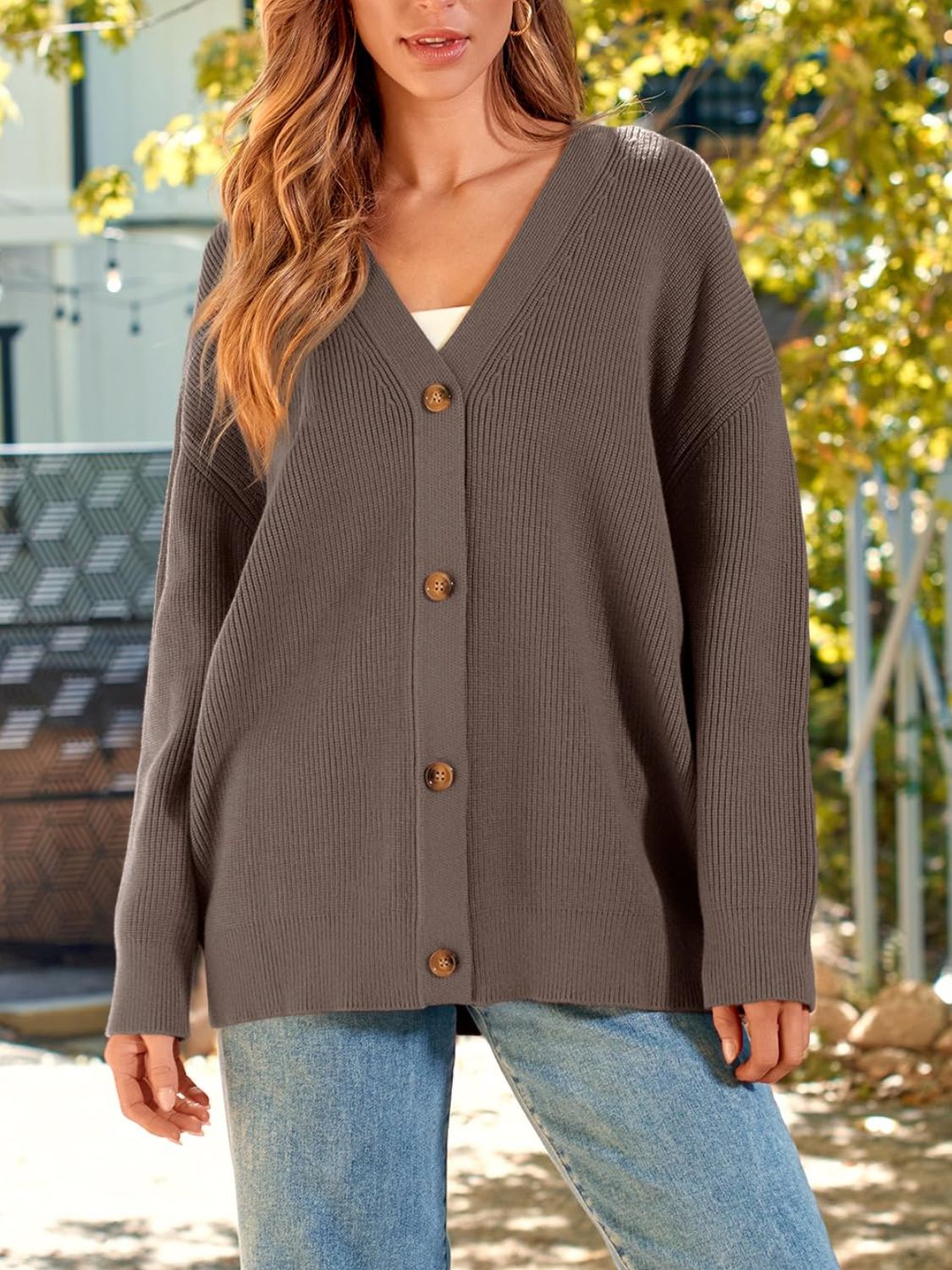 Button Down Long Sleeve Cardigan