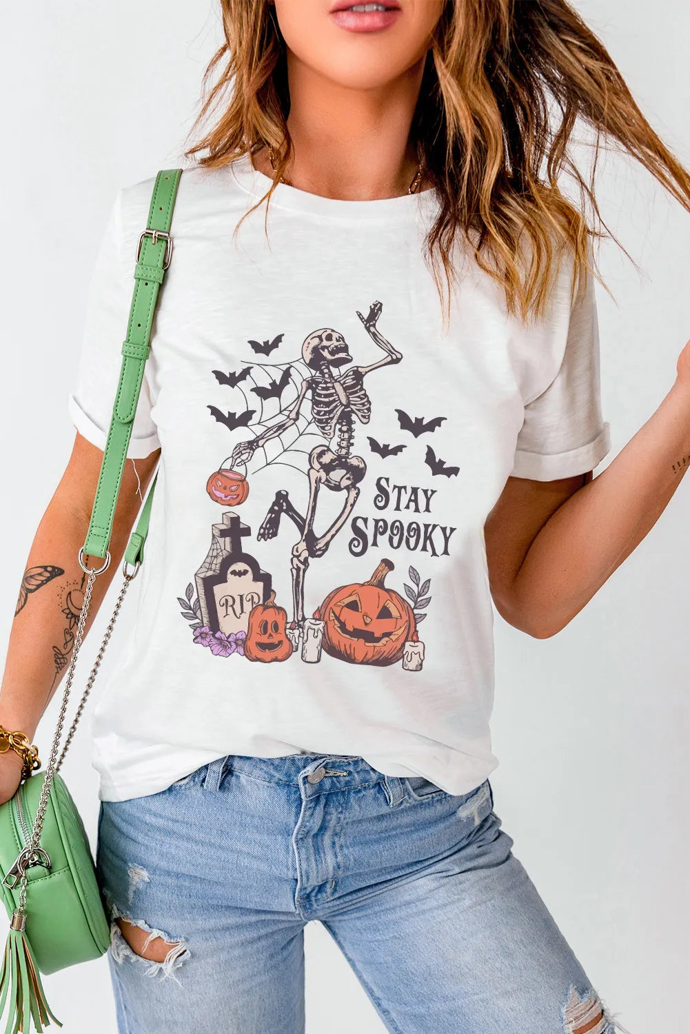 STAY SPOOKY Graphic Round Neck Short Sleeve T-Shirt