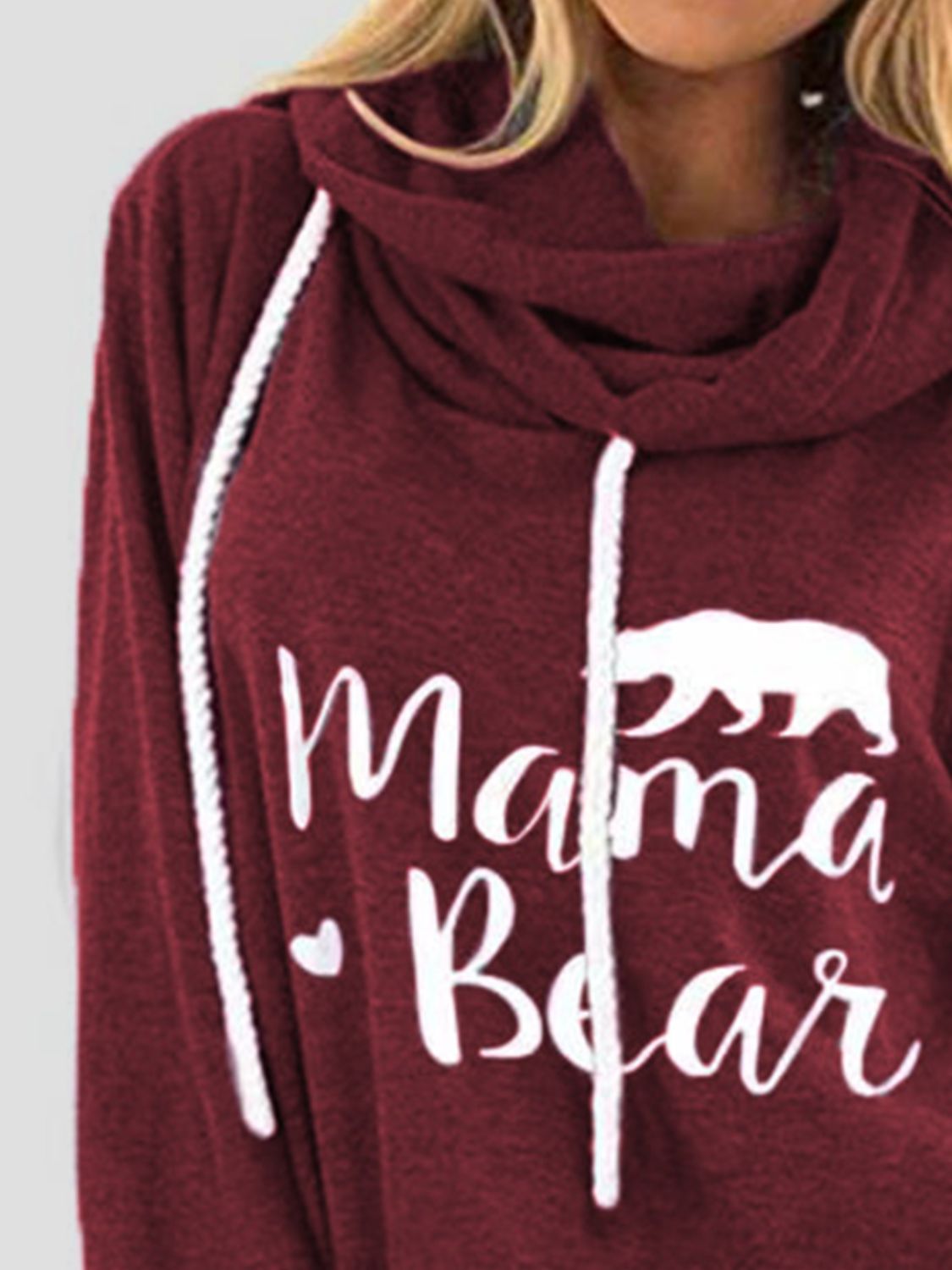 Drawstring Letter MAMA BEAR Graphic Long Sleeve Hoodie