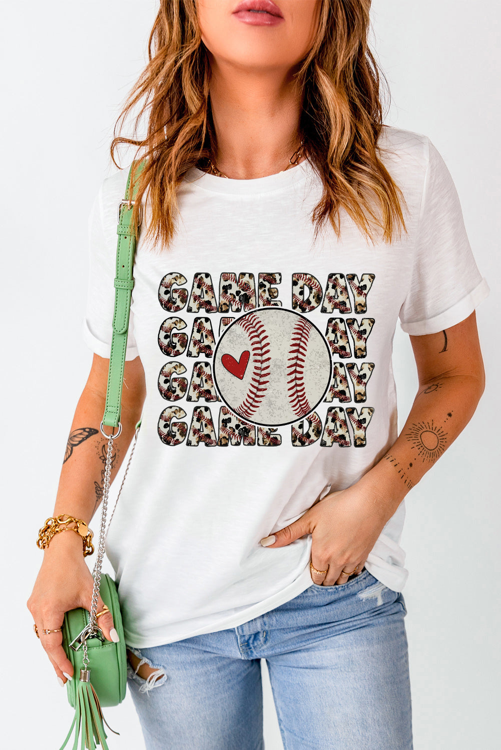GAME DAY baseball Round Neck Short Sleeve T-Shirt