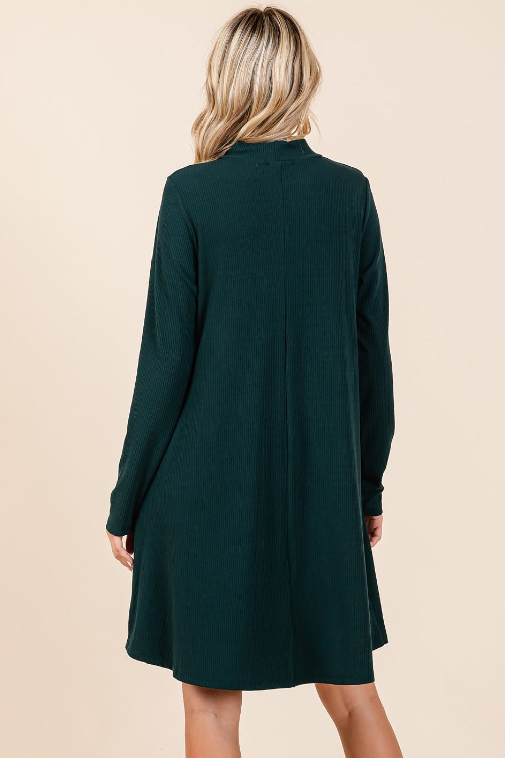 Mittoshop Mock Neck Long Sleeve Dress with Pockets