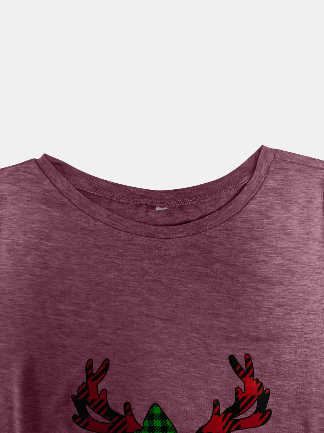Full Size Reindeer MERRY CHRISTMAS Round Neck Long Sleeve T-Shirt