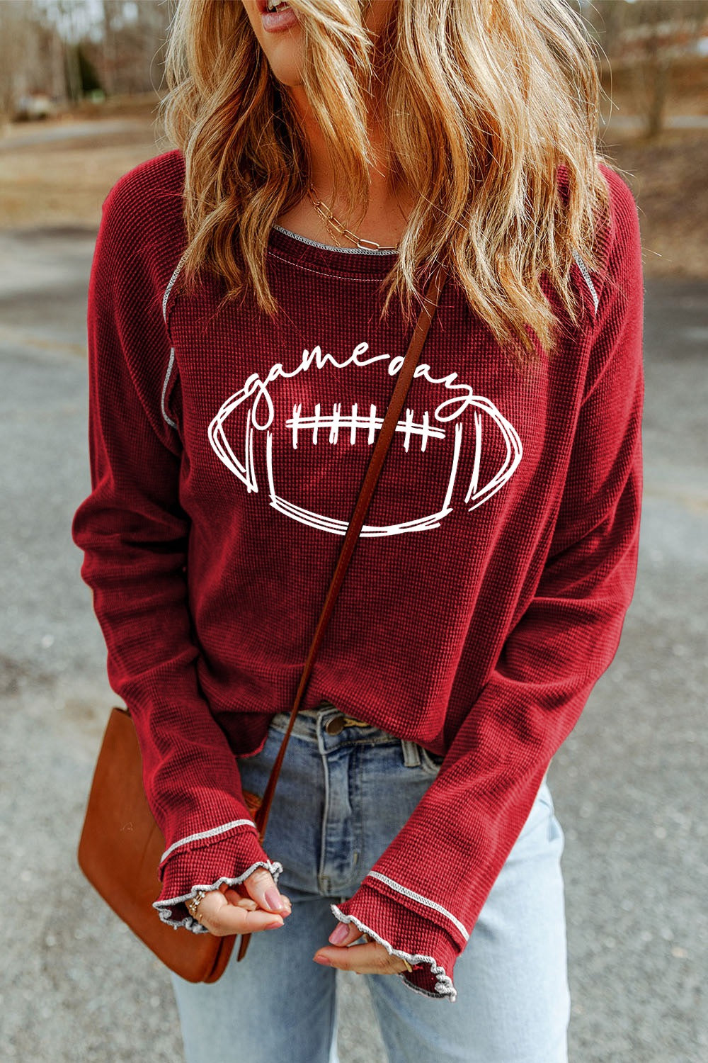 GAMEDAY Football Round Neck Long Sleeve Sweatshirt