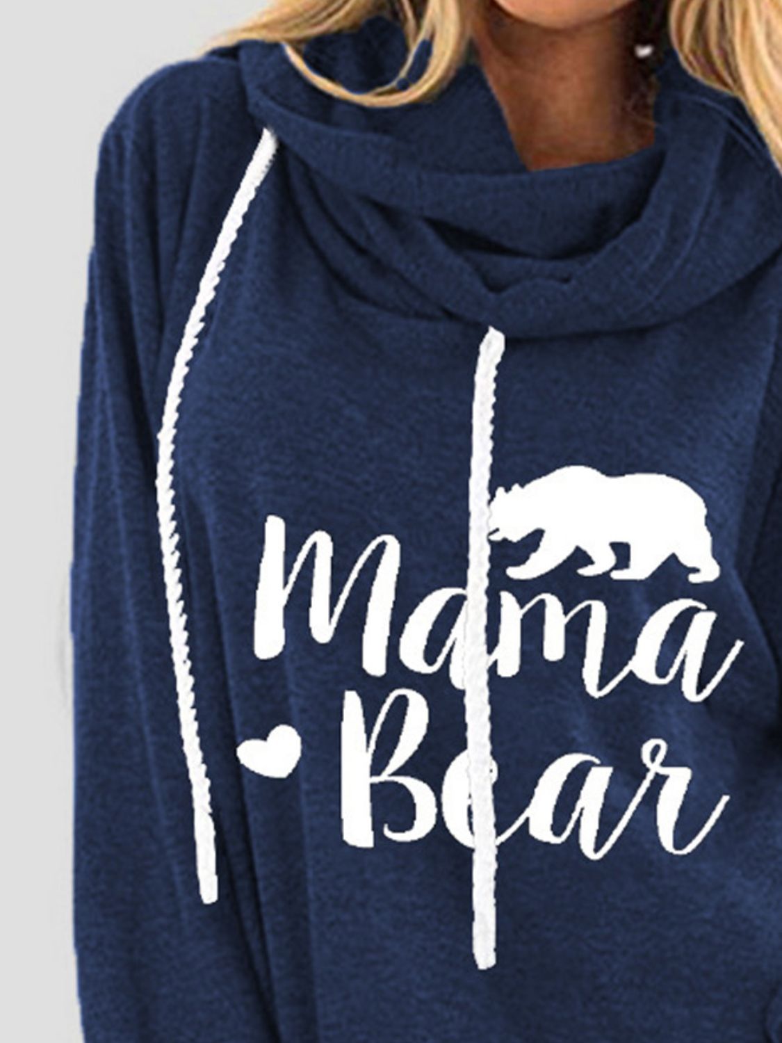 Drawstring Letter MAMA BEAR Graphic Long Sleeve Hoodie