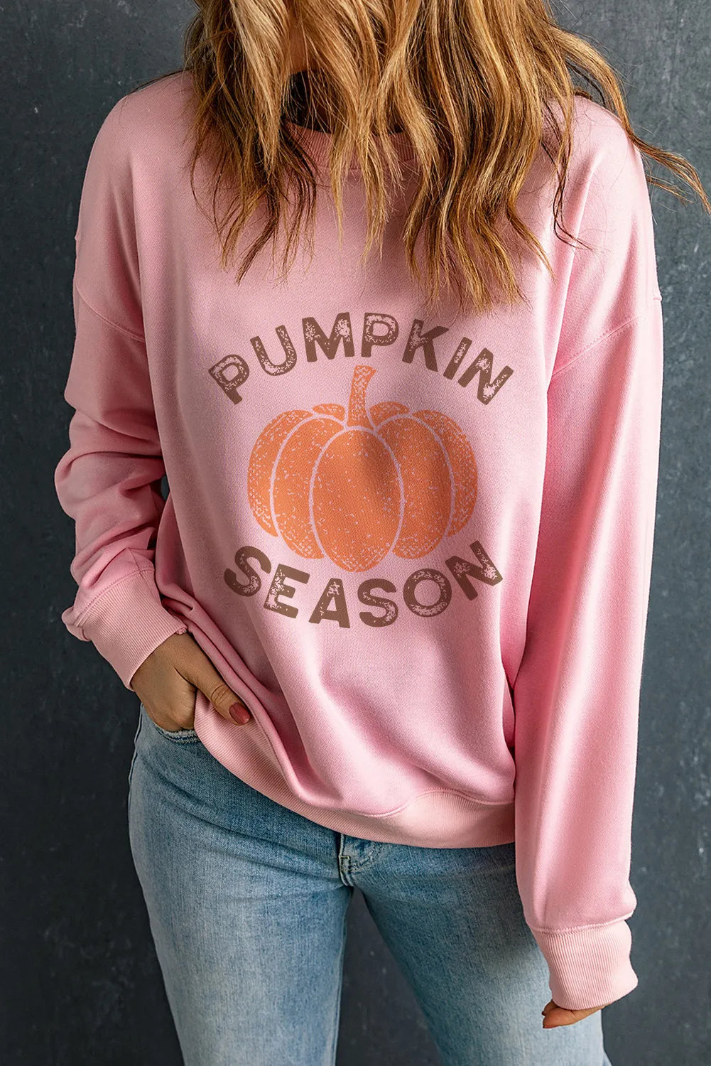 PUMPKIN SEASON Graphic Round Neck Long Sleeve Sweatshirt