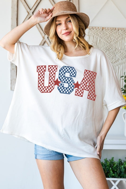 HOPELY USA Graphic Round Neck T-Shirt