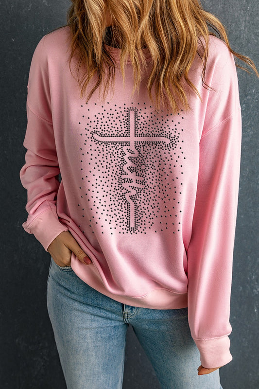 FAITH Graphic Round Neck Long Sleeve Sweatshirt