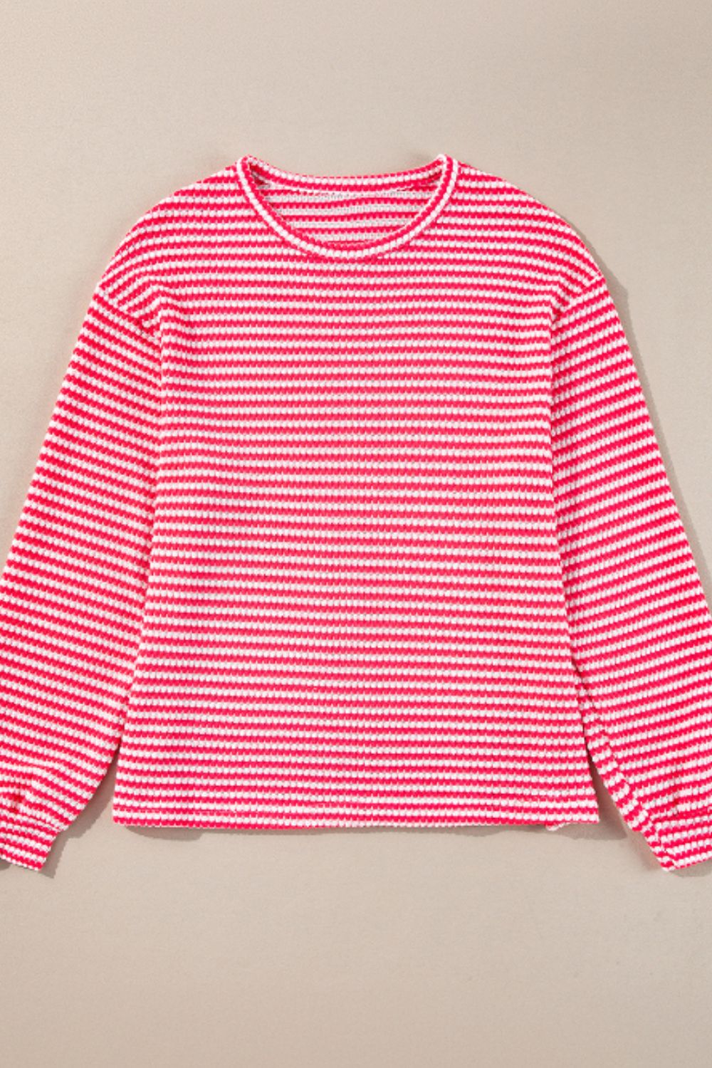 Striped Round Neck Long Sleeve Top