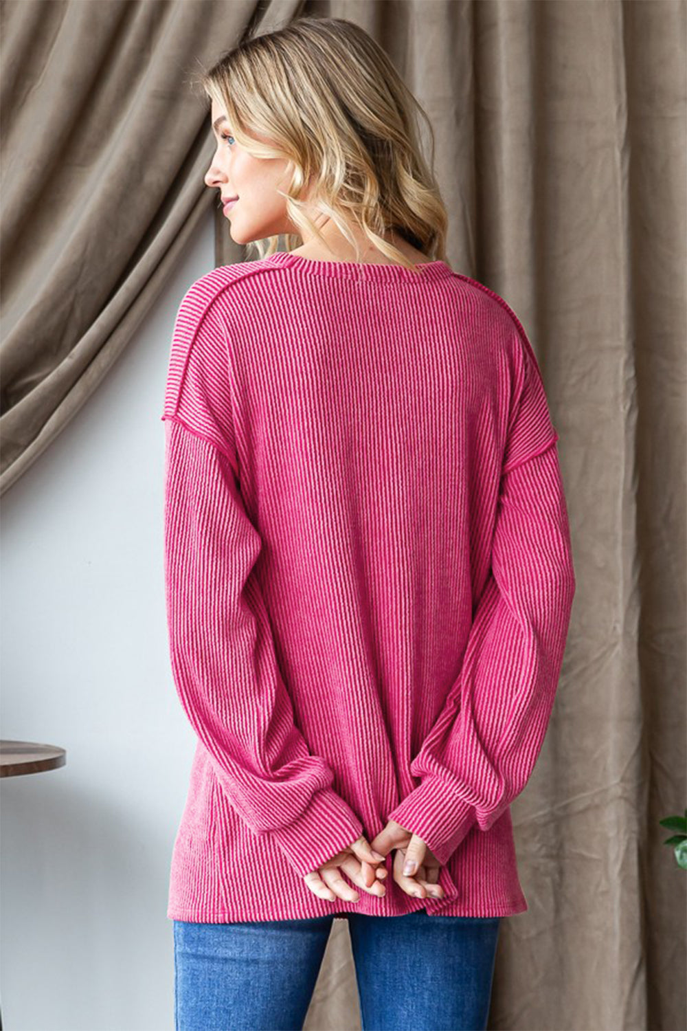 BE MERRY Heimish Ribbed Exposed Seam Long Sleeve T-Shirt