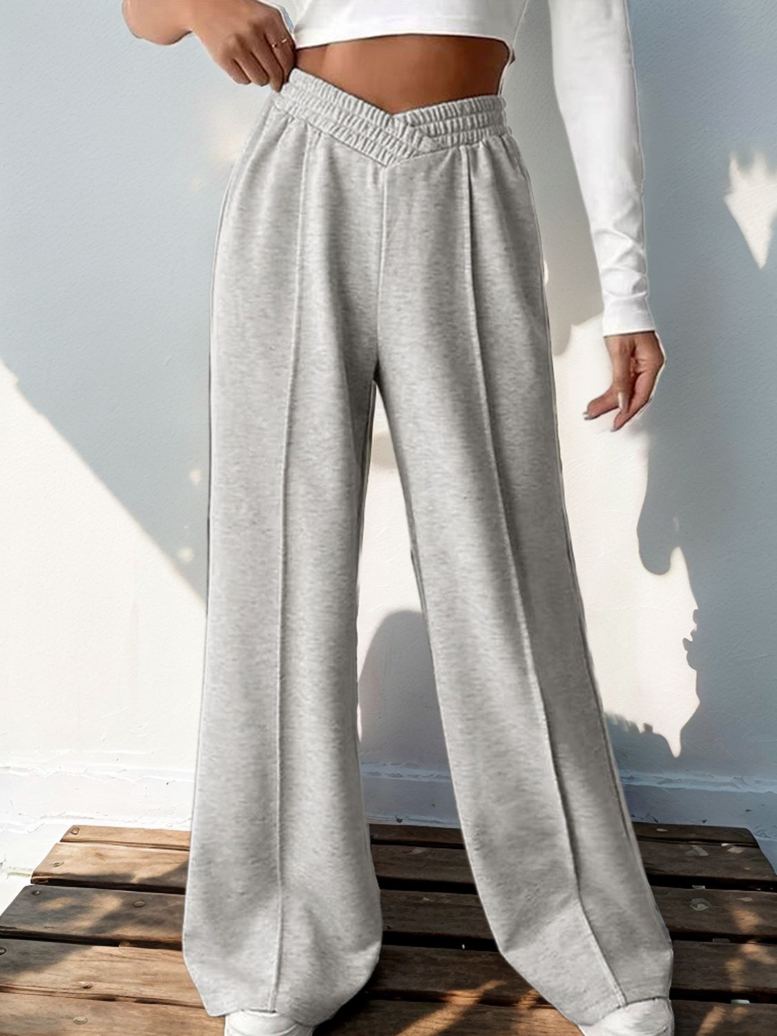 Elastic Waist Wide Leg Pants