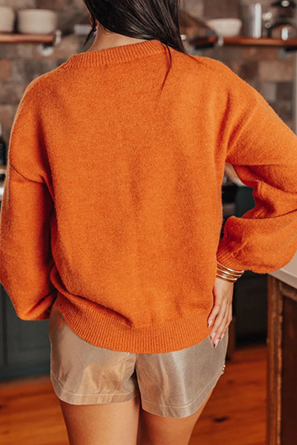 THANKSGIVING Letter Round Neck Long Sleeve Sweater