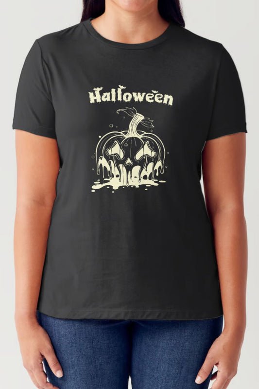 Simply Love Full Size HALLOWEEN Scary Pumpkin Short Sleeve Tubular T-Shirt