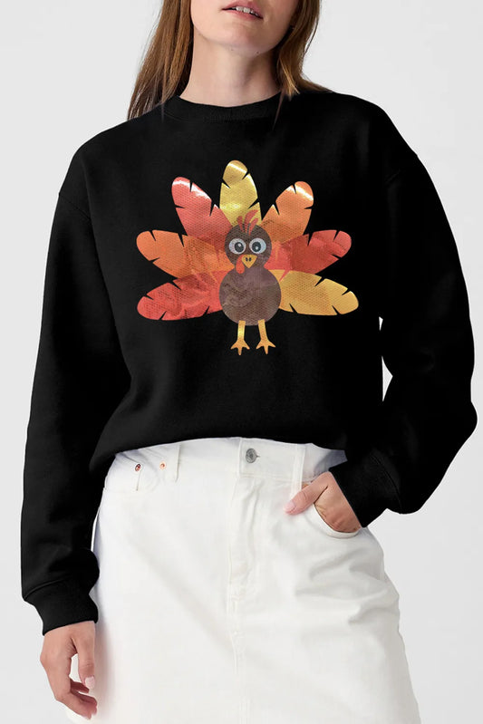 TURKEY Graphic Round Neck Long Sleeve Sweatshirt