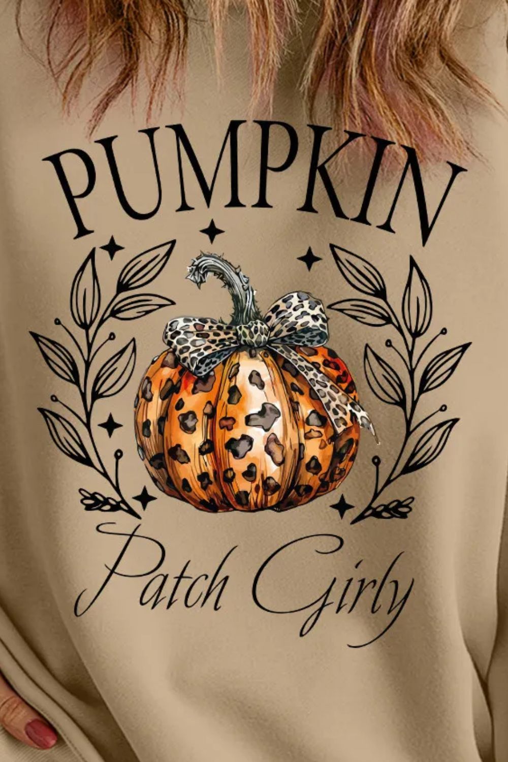 PUMKIN PATCH GIRLY Plus Size Pumpkin Graphic Long Sleeve Sweatshirt