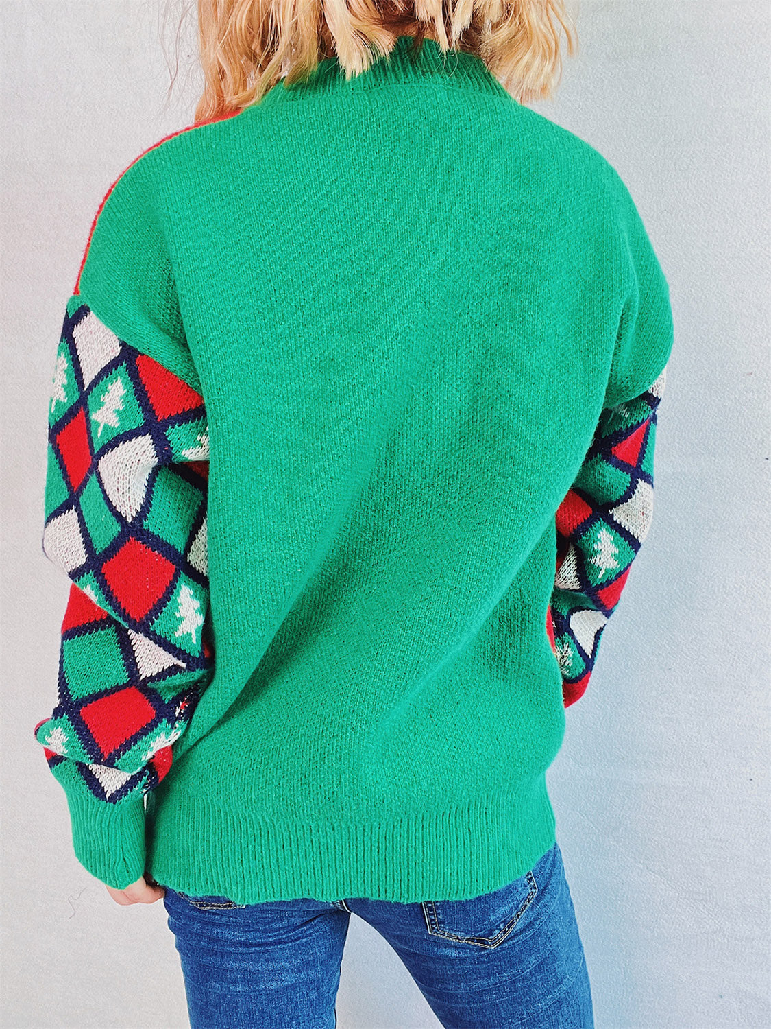 ON THE NICE LIST Pom-Pom Contrast Round Neck Long Sleeve Sweater