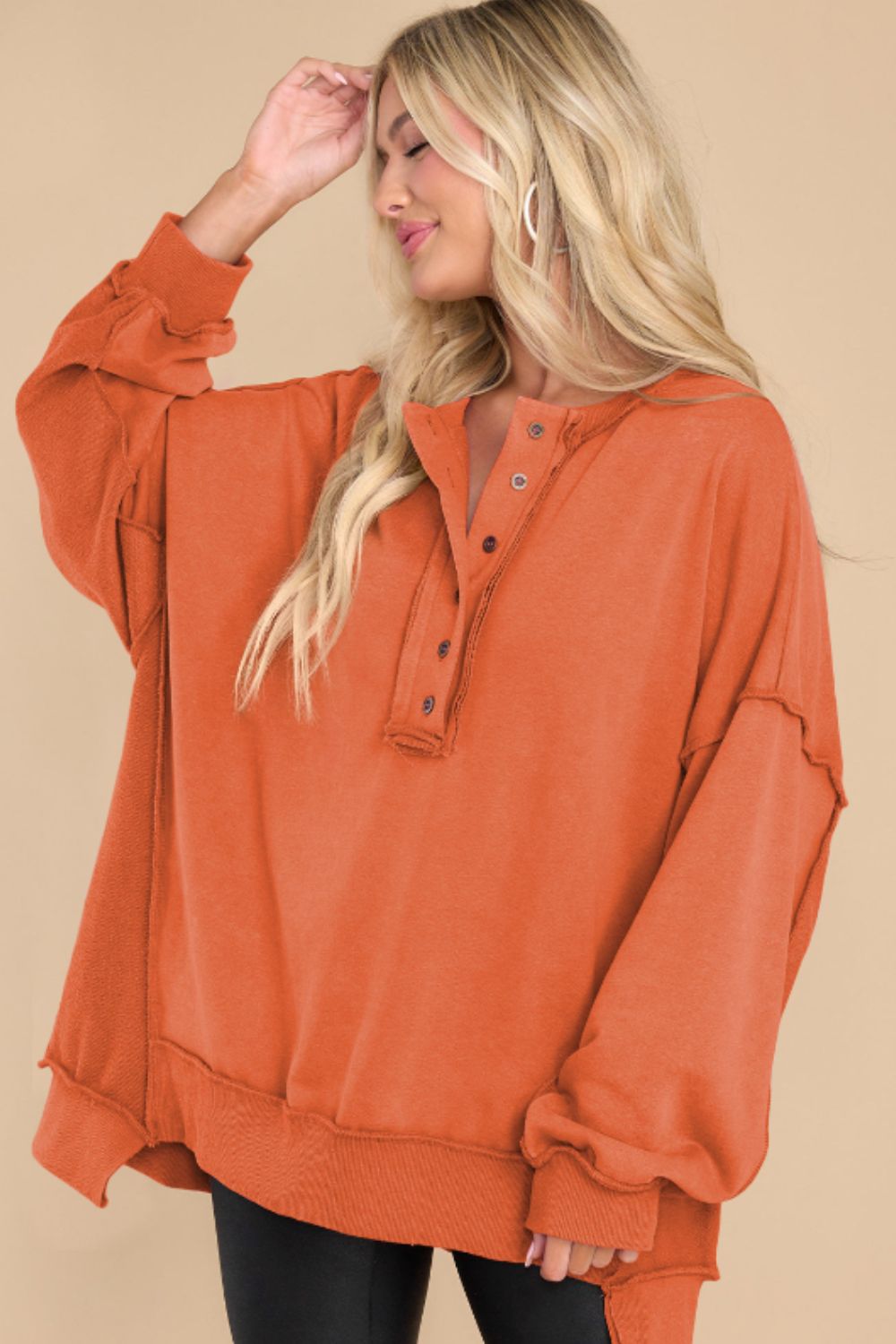 Exposed Seam Long Sleeve Sweatshirt