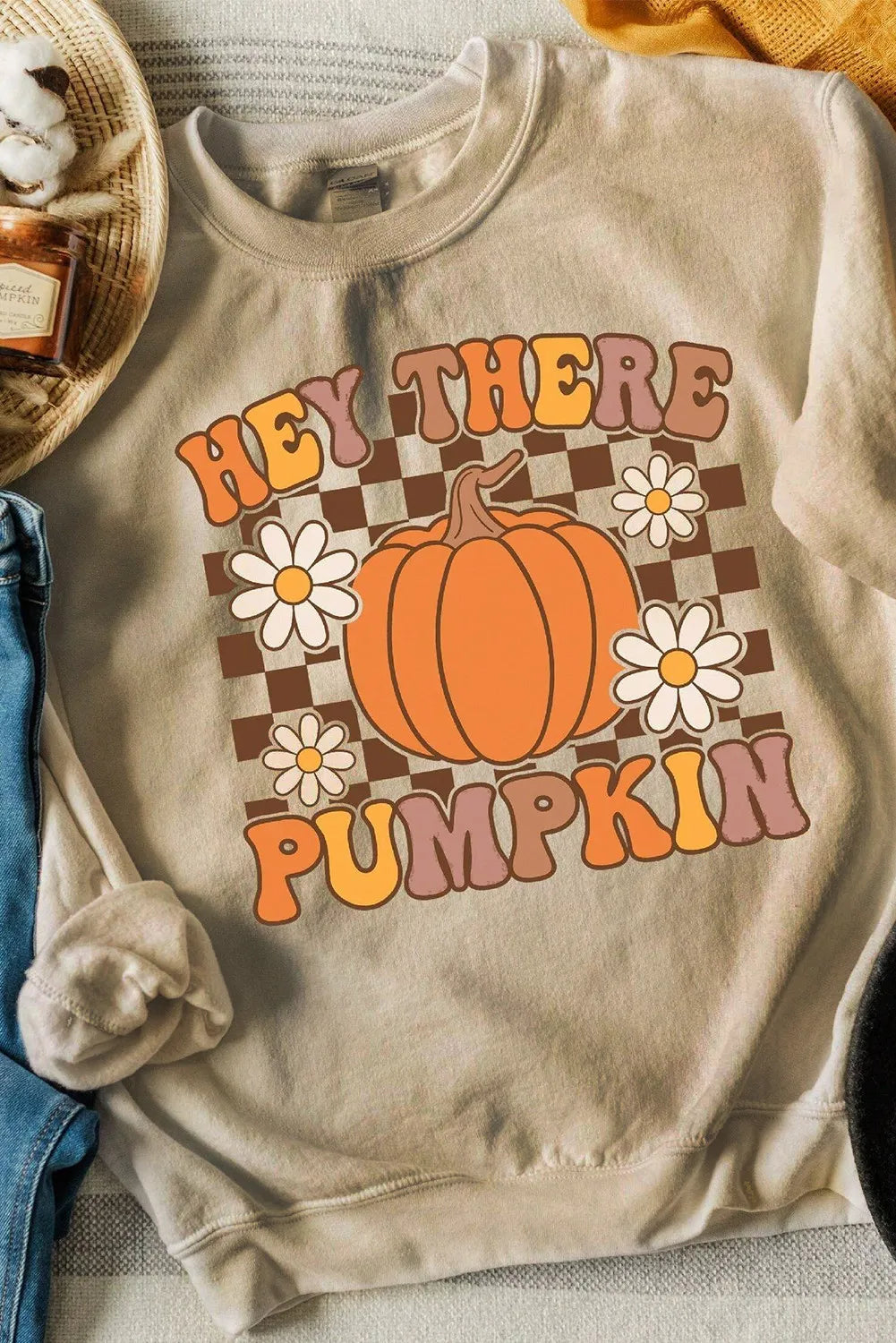 HELLO THERE PUMPKIN Graphic Long Sleeve Sweatshirt