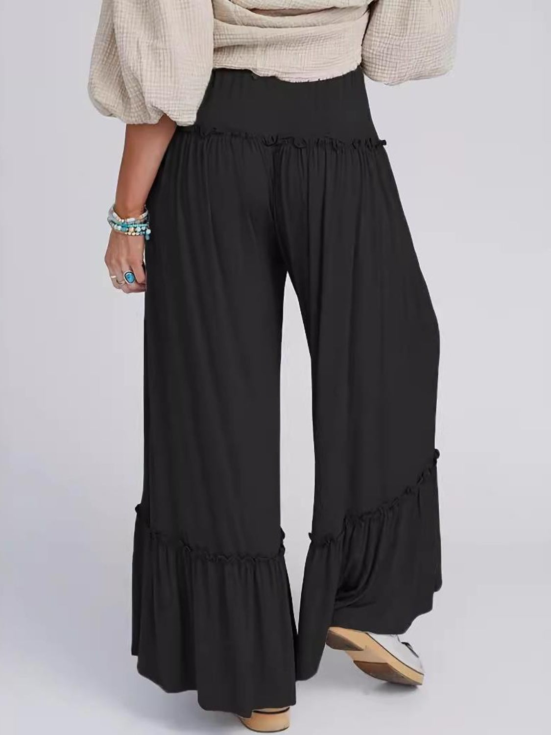 Full Size Frill Wide Leg Pants