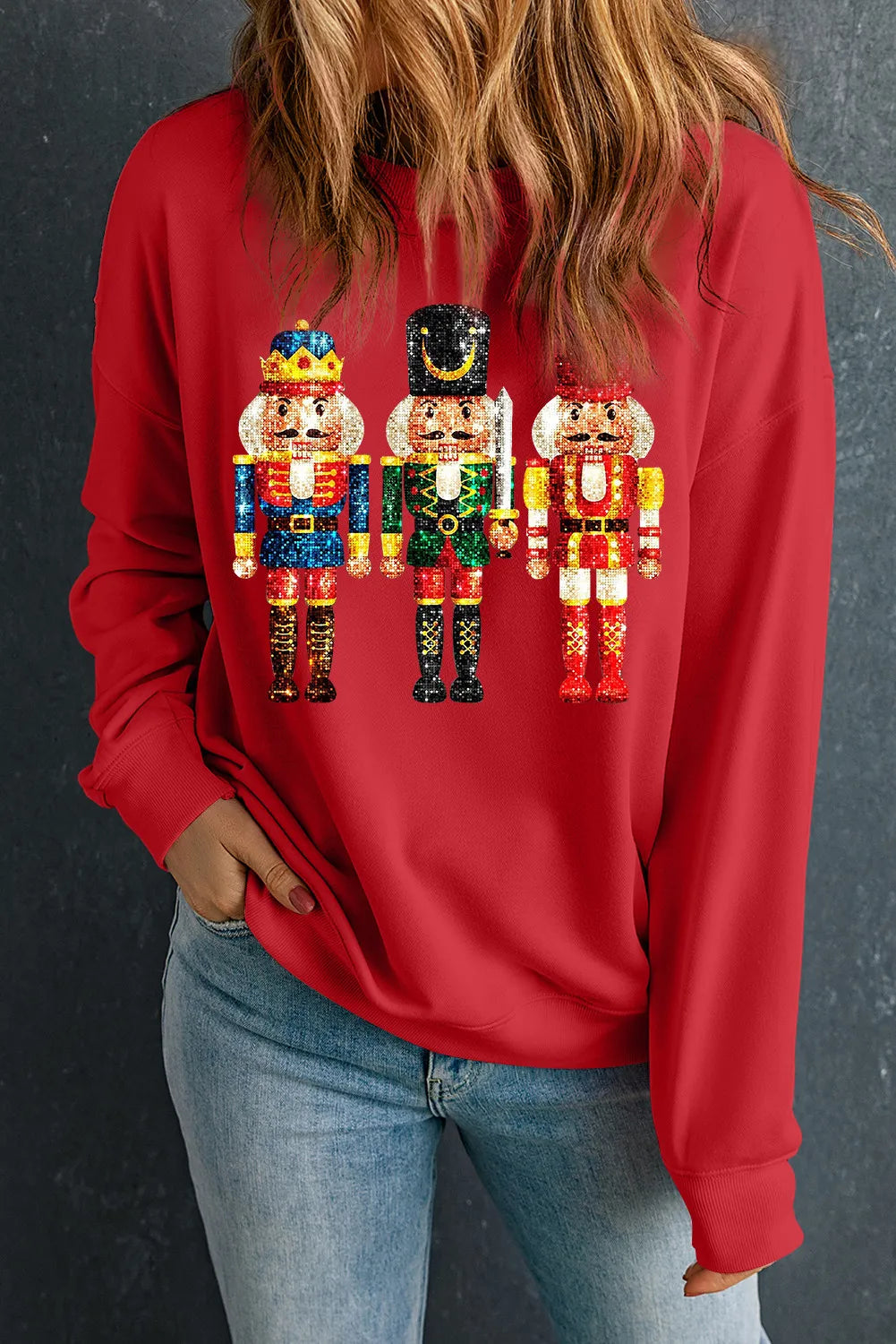 Nutcracker Round Neck Long Sleeve Sweatshirt